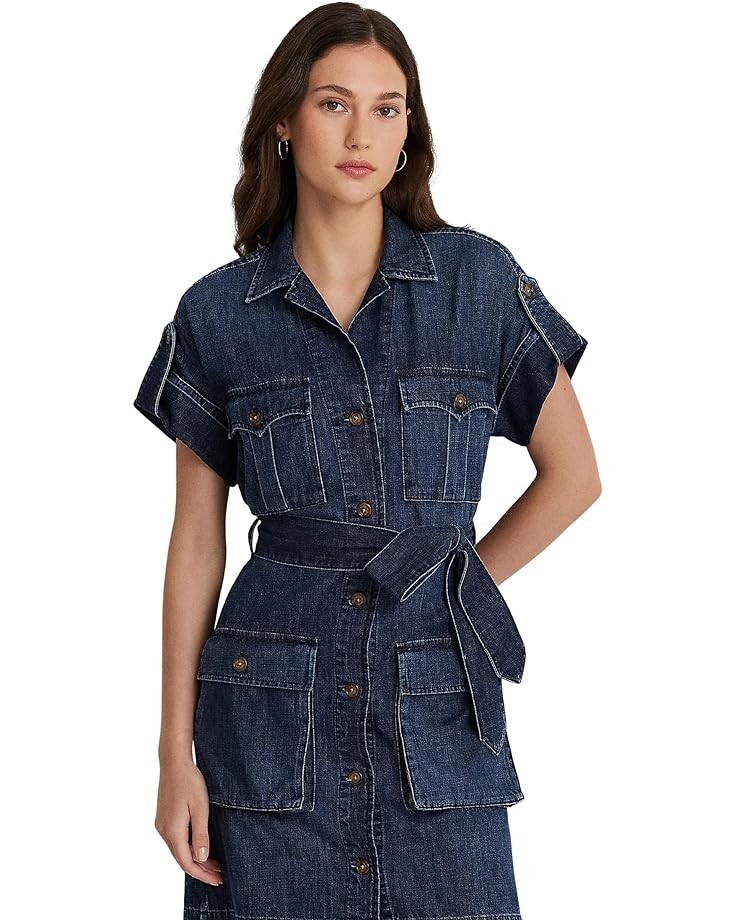 

Платье LAUREN Ralph Lauren Petite Belted Denim Shirtdress, цвет Atlas Wash