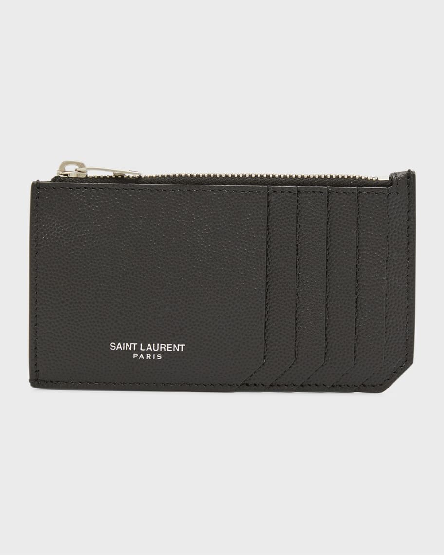 

Мужская кожаная визитница Grain de Poudre на молнии Saint Laurent