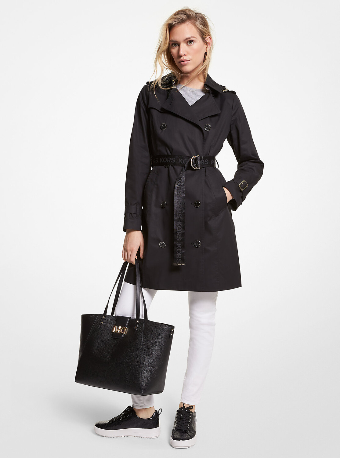 

Тренч из хлопковой смеси Michael Kors, черный