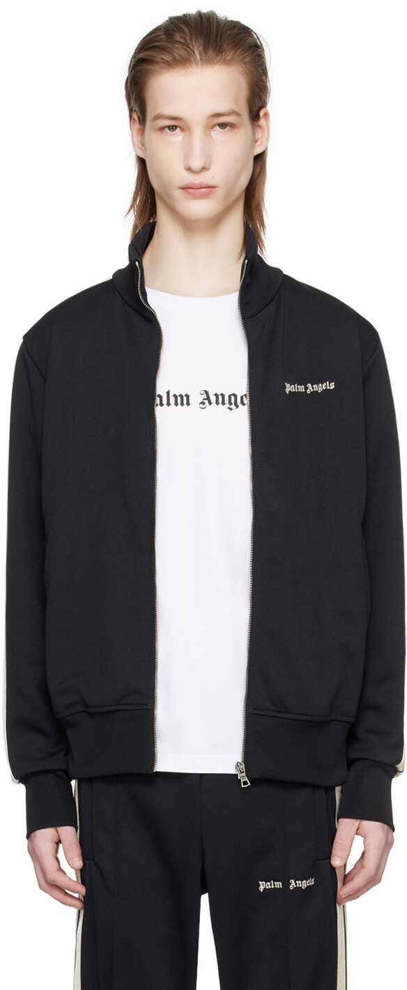 

Черная спортивная куртка в полоску Palm Angels, цвет Black/Off white