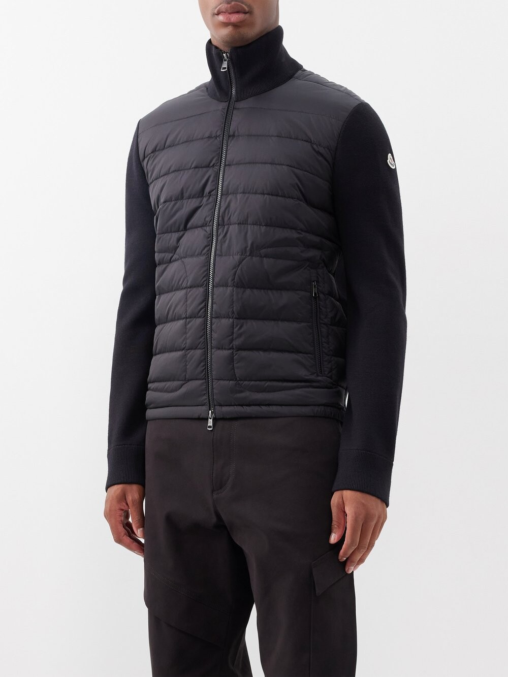 

Стеганая куртка из пуха и смесовой шерсти Moncler, черный
