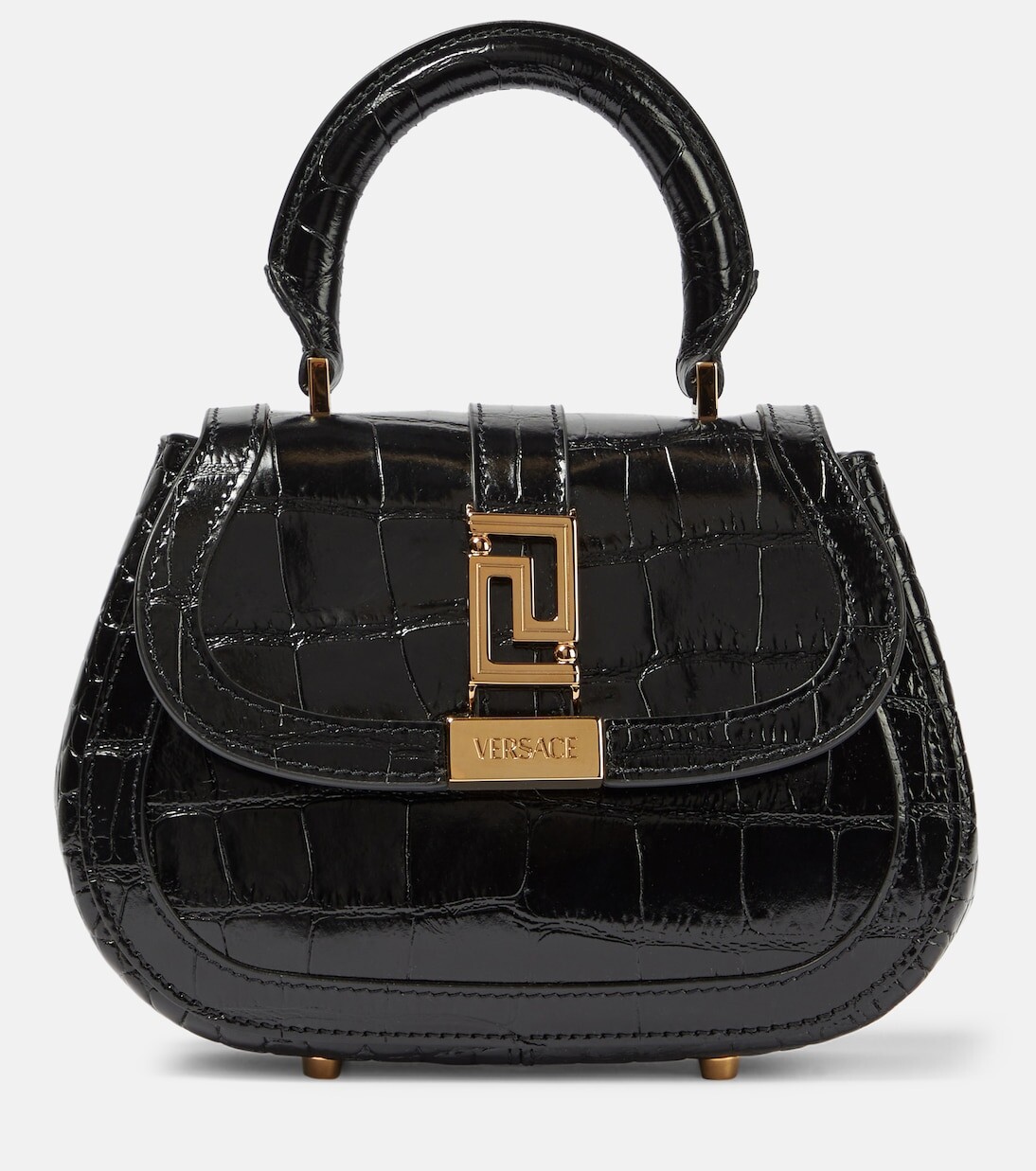 

Мини-сумка-тоут greca из кожи богини Versace, черный