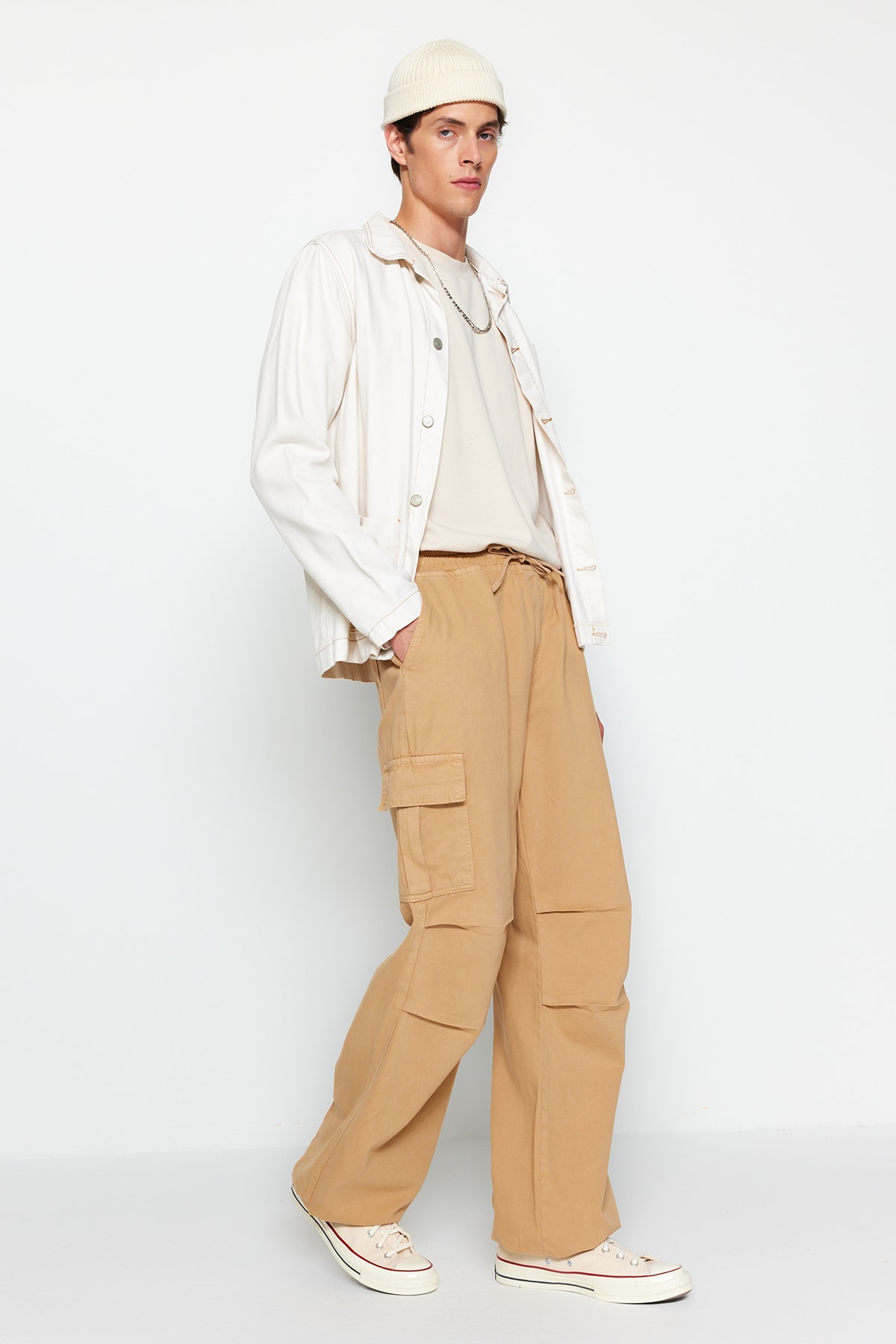Джинсы Trendyol мужские карго с эластичной резинкой джинсы карго de carty размер 32 коричневый