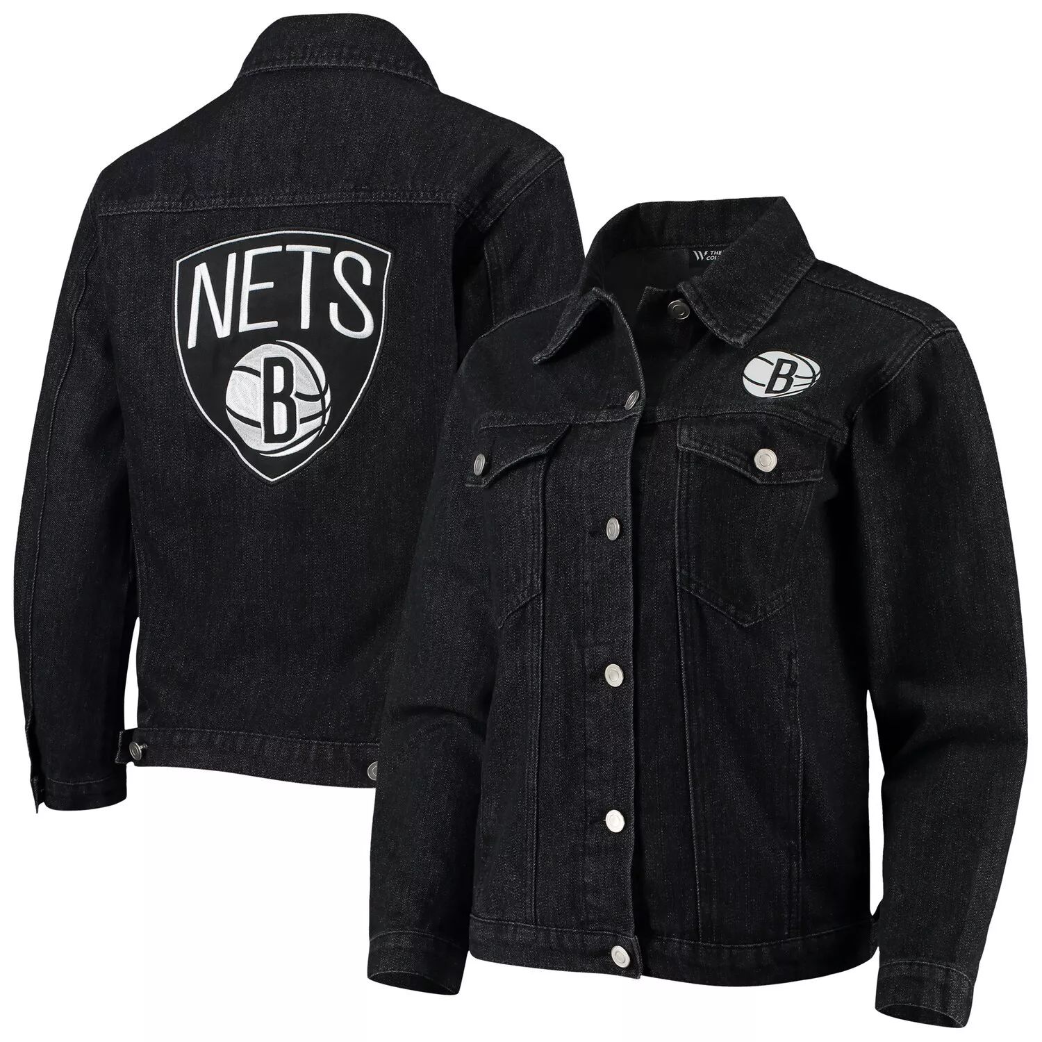 Женская черная джинсовая куртка на пуговицах с нашивкой The Wild Collective Brooklyn Nets