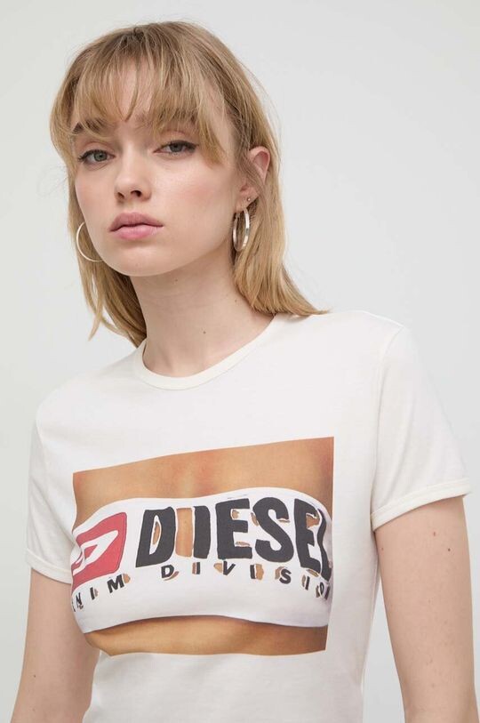 

Хлопковая футболка Diesel, бежевый