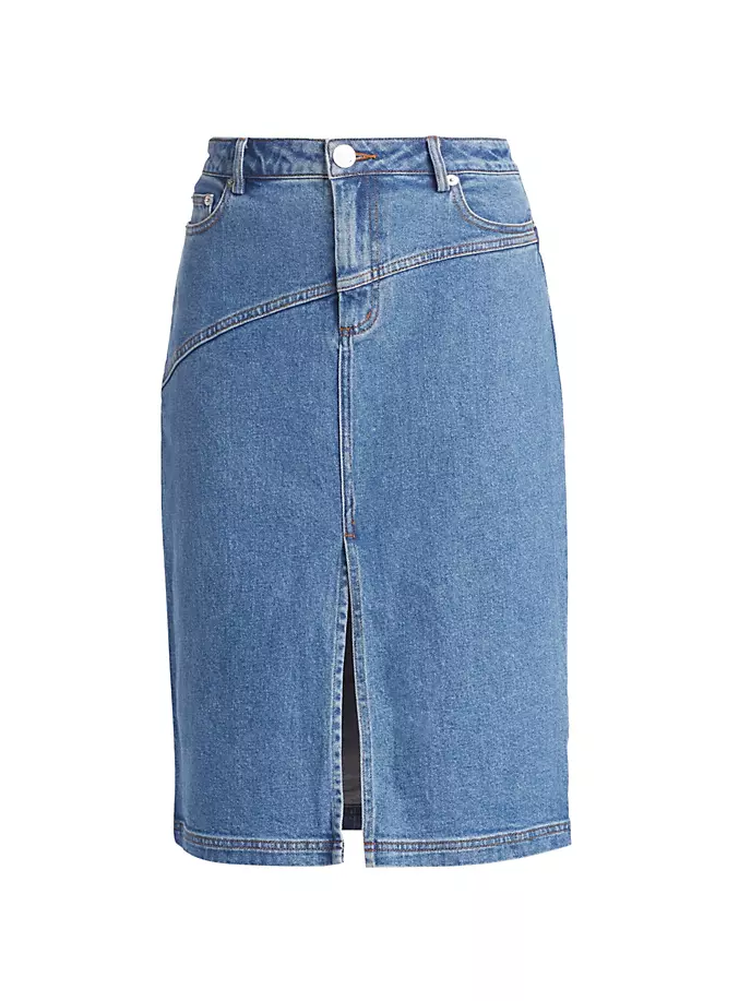 

Джинсовая юбка длиной до колена Staud, цвет medium wash