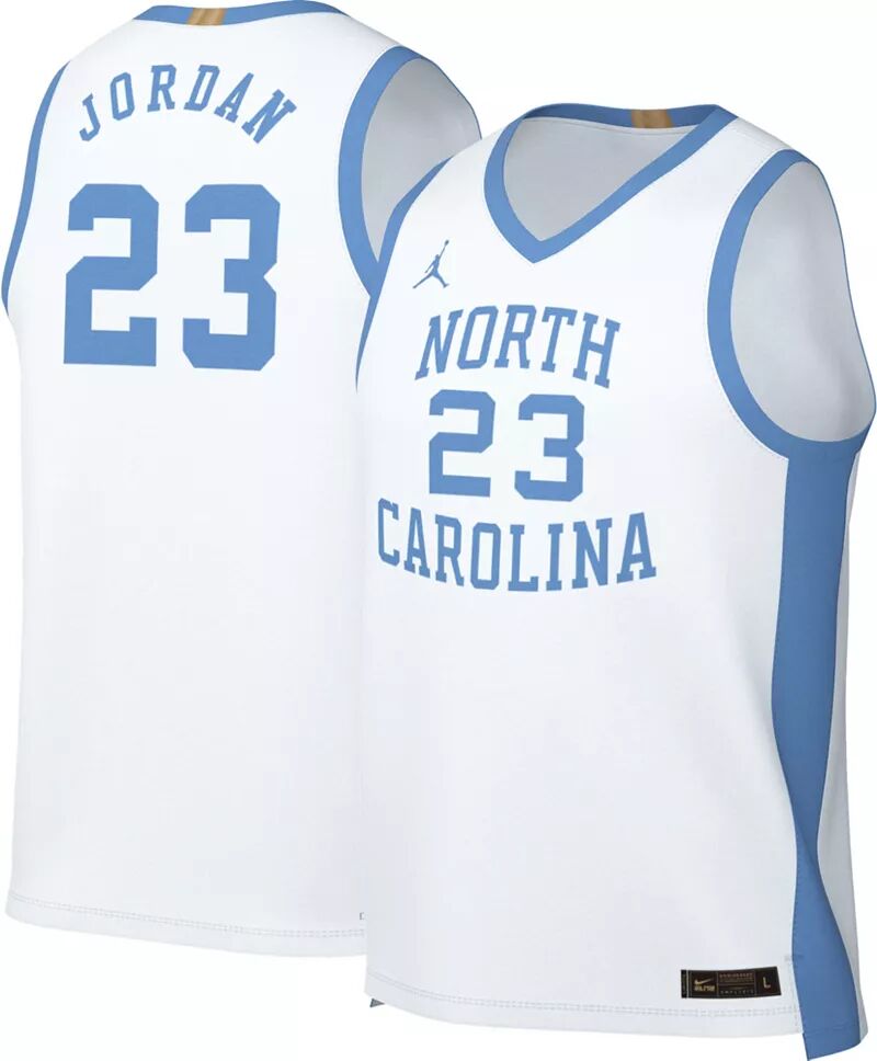 Мужская баскетбольная майка Jordan North Carolina Tar Heels Michael Jordan № 23 белого цвета Limited
