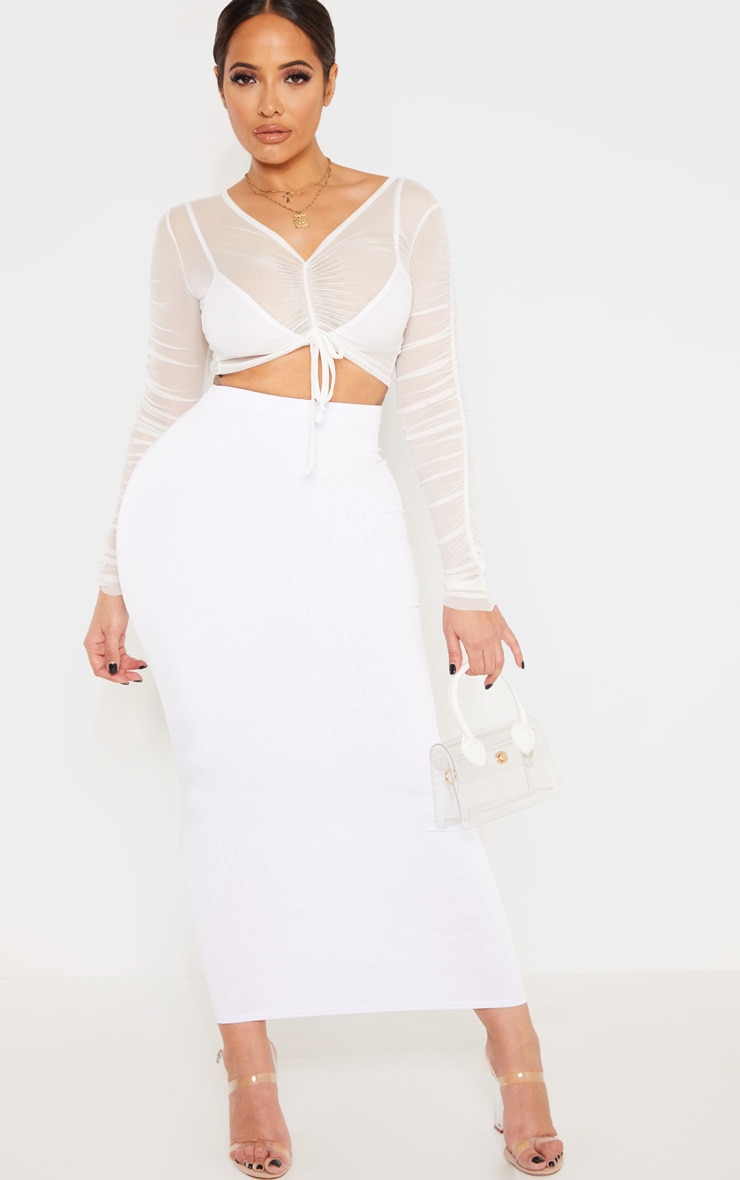 PrettyLittleThing Белая облегающая юбка мидакси Shape цена и фото