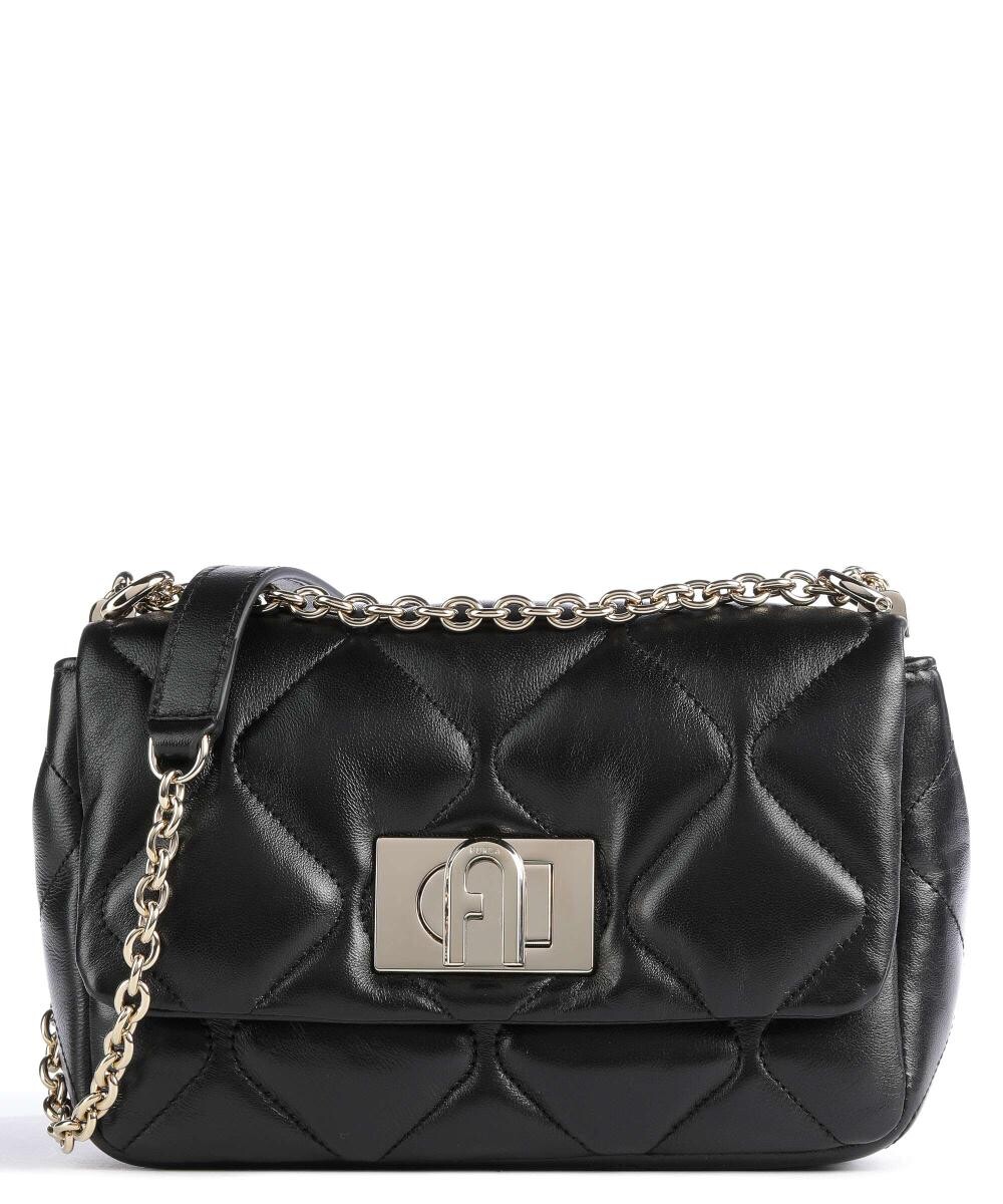 

Мини-сумка через плечо из мелкозернистой кожи Furla, черный