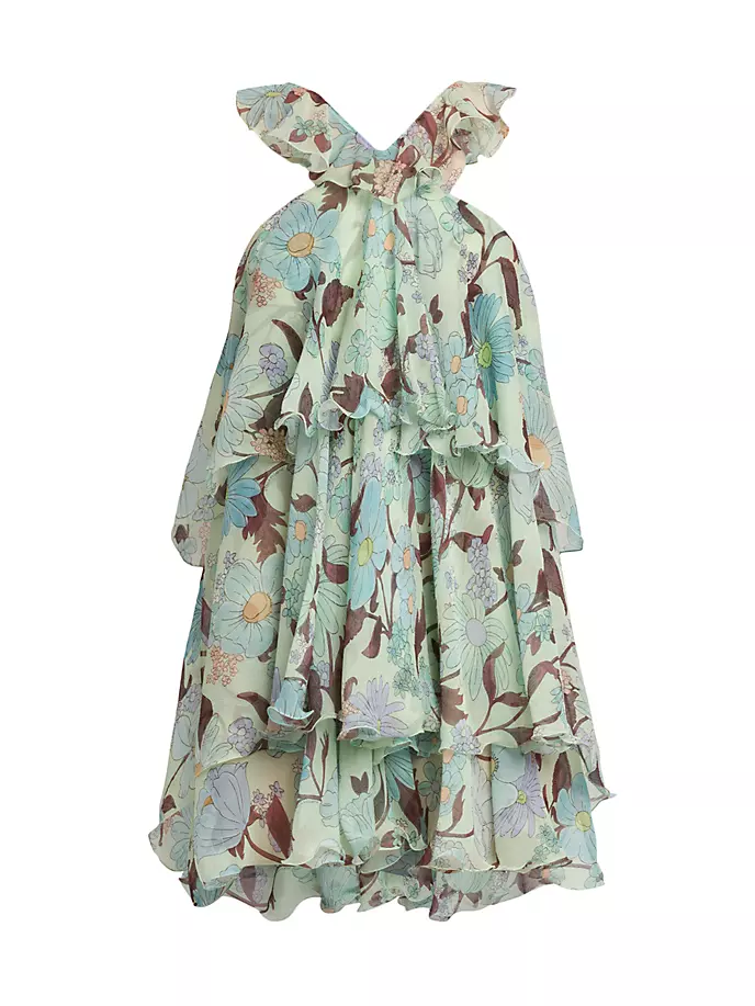 

Шелковое мини-платье с принтом Garden Stella Mccartney, цвет multicolor mint