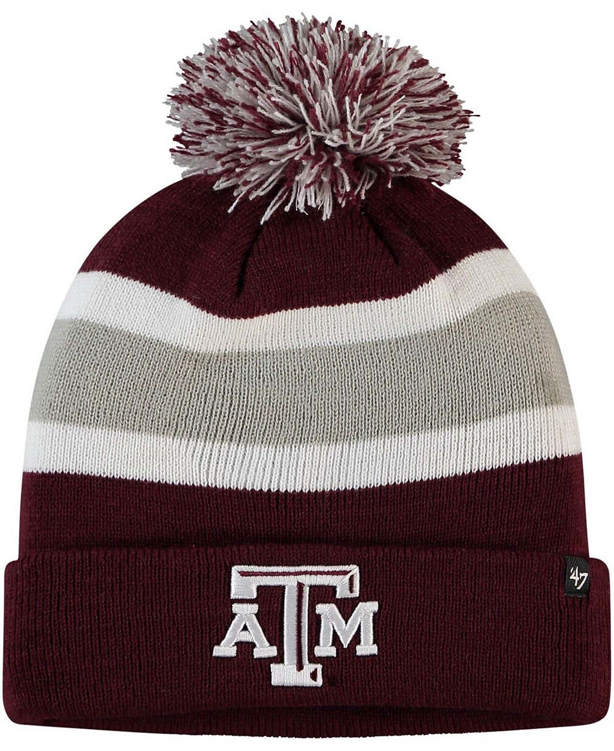 

Мужская темно-бордовая вязаная шапка с манжетами и помпоном Texas AM Aggies '47 Brand