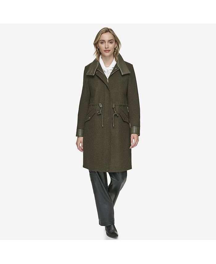 Женское пальто Chesme из меланжевой шерсти и искусственной кожи Andrew Marc, зеленый пальто анорак koton 1kak06271gw002 молочный 40