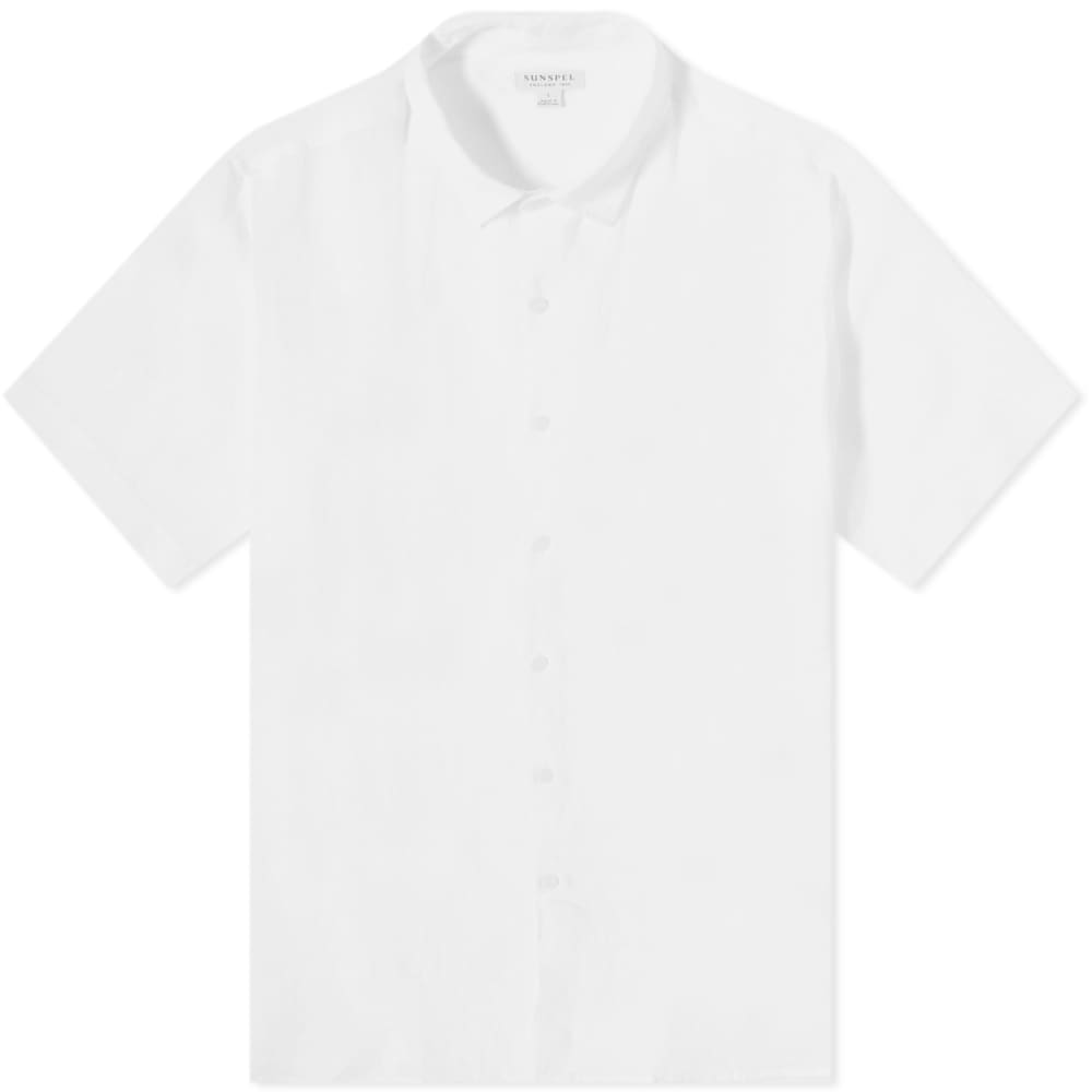 Льняная рубашка с коротким рукавом Sunspel, белый льняная рубашка с коротким рукавом sunspel