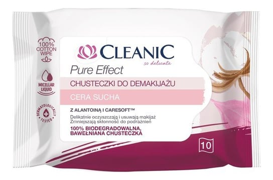 Салфетки для снятия макияжа для сухой кожи, 10 шт. Cleanic Pure Effect, Cleanic Pure Effect