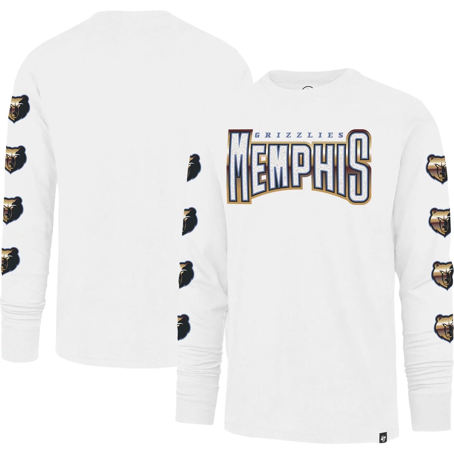 

Мужская белая футболка с длинным рукавом '47 Memphis Grizzlies City Edition Downtown Franklin, Белый