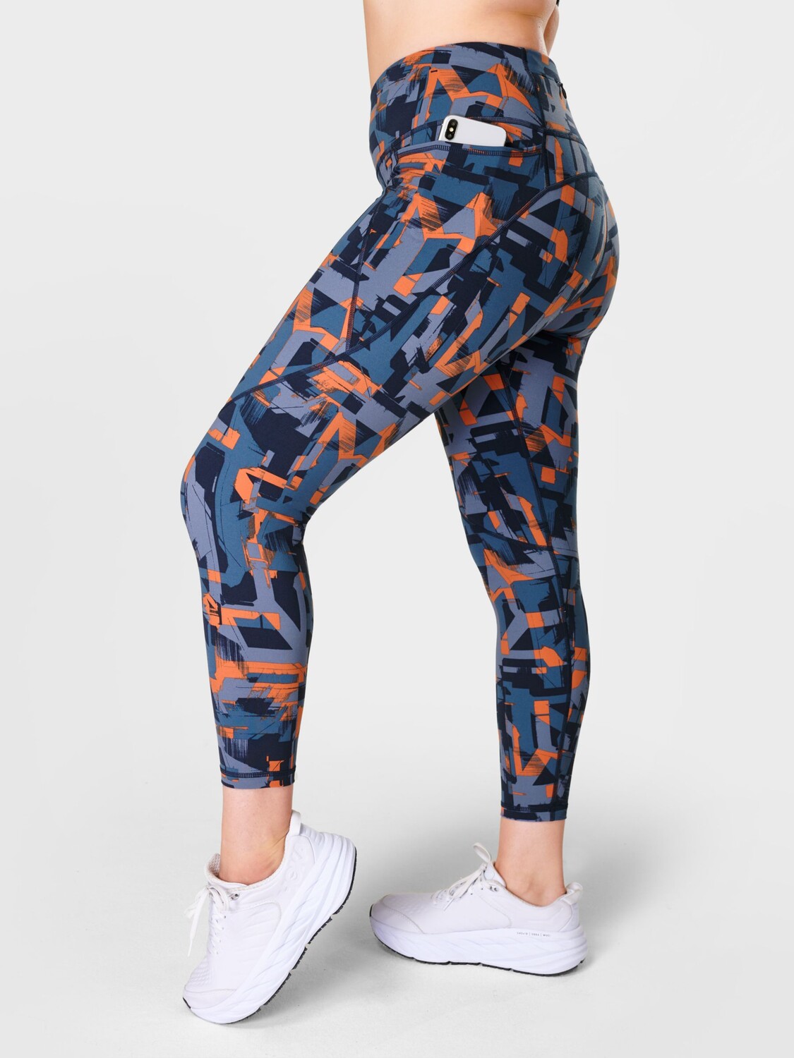 

Леггинсы для спортзала Power 7/8 Sweaty Betty, голубая скорость с геопринтом