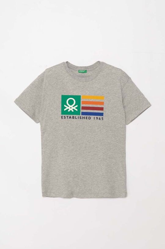 

Детская хлопковая футболка United Colors of Benetton, серый