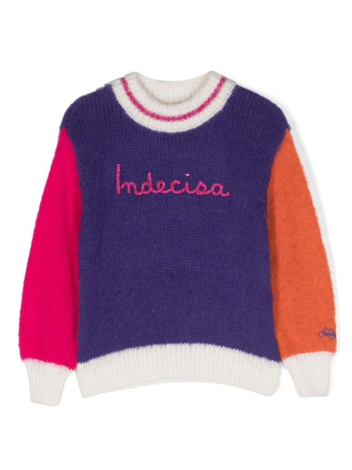 

MC2 Saint Barth Kids джемпер тонкой вязки с цветными блоками, фиолетовый