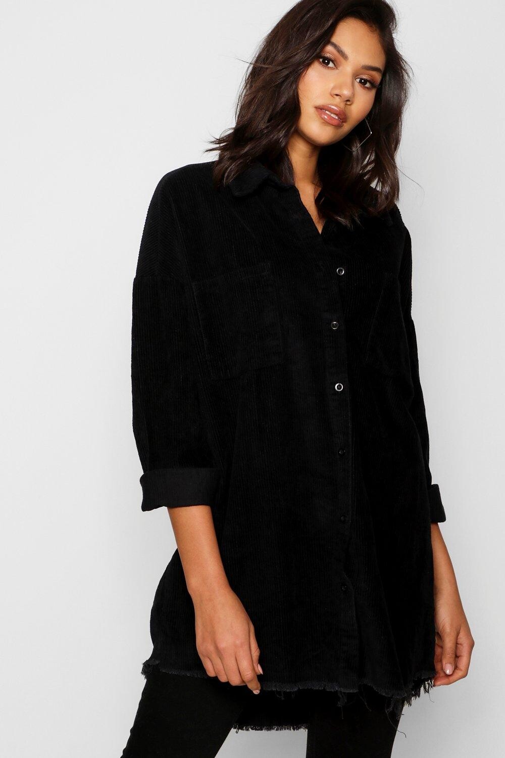 

Рубашка оверсайз raw edge Boohoo, черный