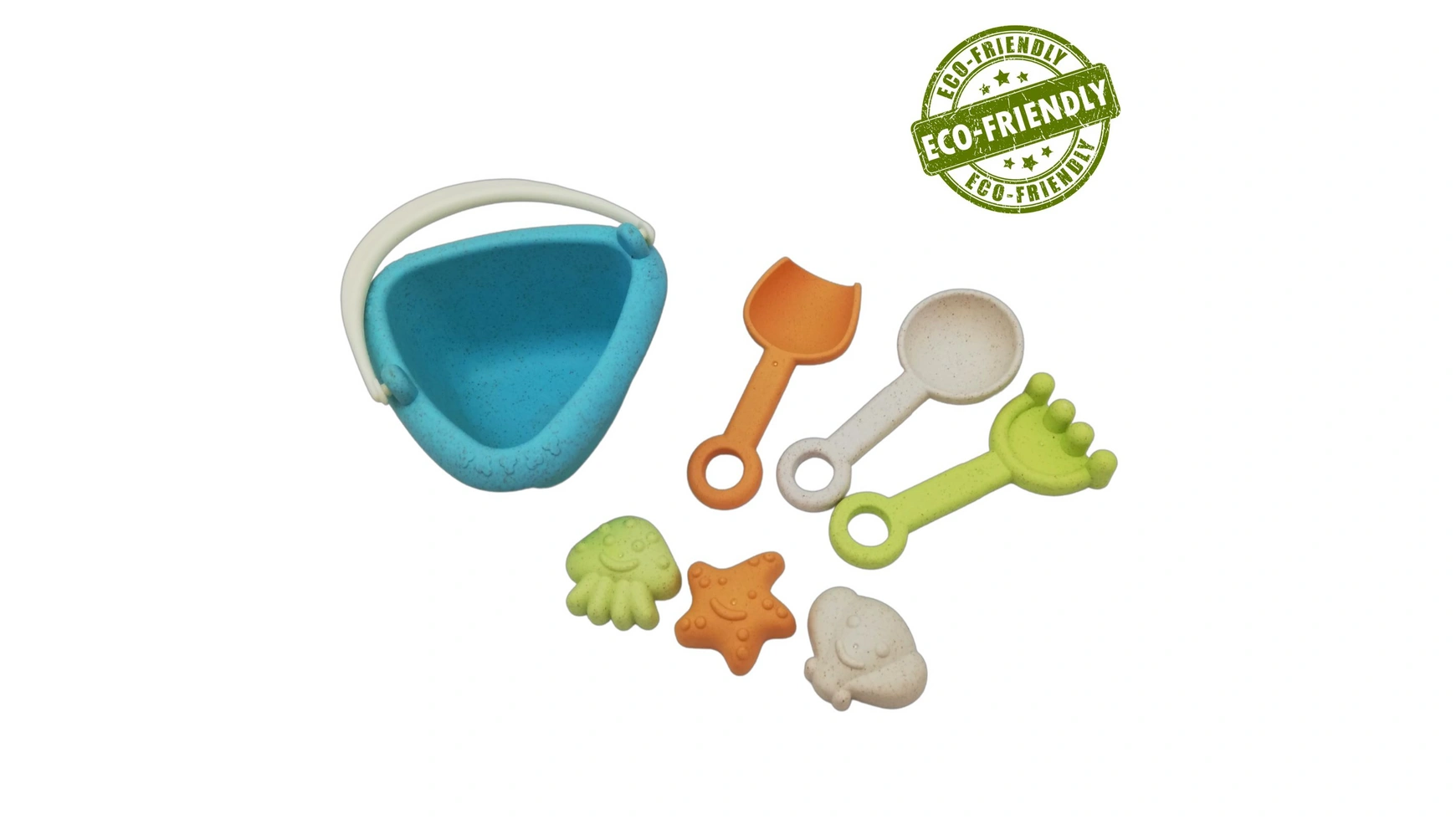 Alldoro Мини-игрушки для песка, набор из 7 предметов с ведром, экологически чистые