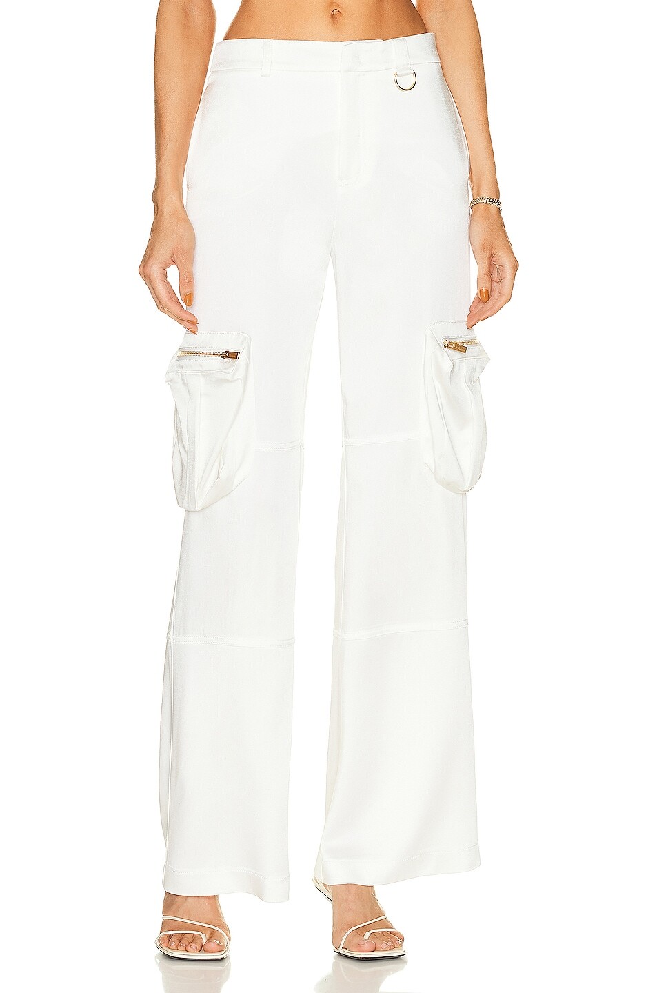 Брюки Blumarine Wide Leg Cargo, цвет Bianco Naturale