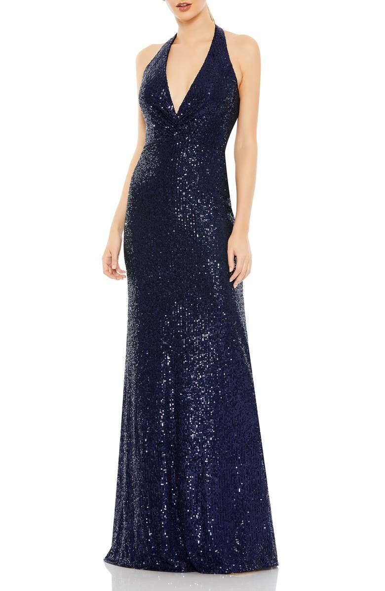 

платье с блестками и бретельками MAC DUGGAL
