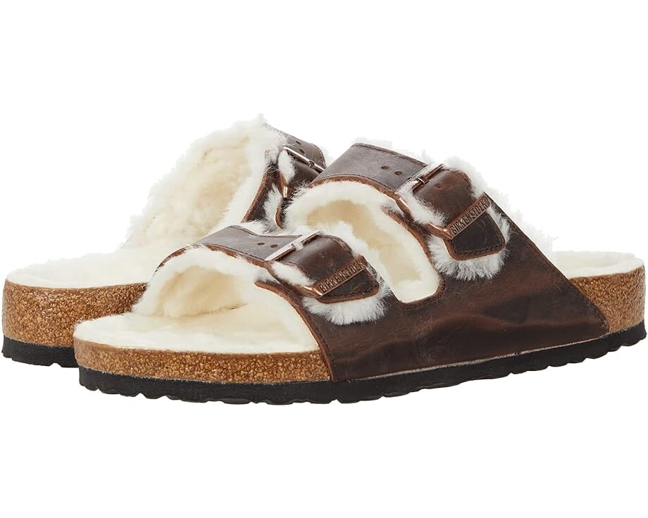 

Сандалии Birkenstock Arizona Shearling - Oiled Leather, цвет Habana/Natural Oiled Leather/Shearling