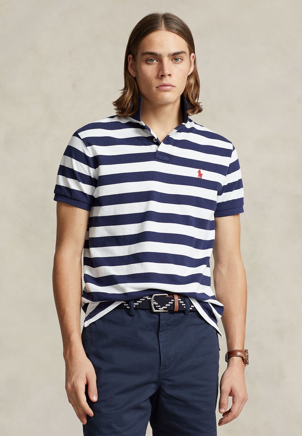 Рубашка-поло SHORT SLEEVE Polo Ralph Lauren, цвет newport navy/white кроссовки polo ralph lauren athletic unisex white newport navy