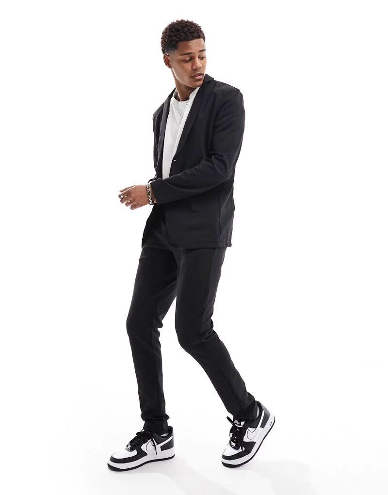 

Черный костюм из джерси узкого кроя Jack & Jones Premium с пиджаком и брюками