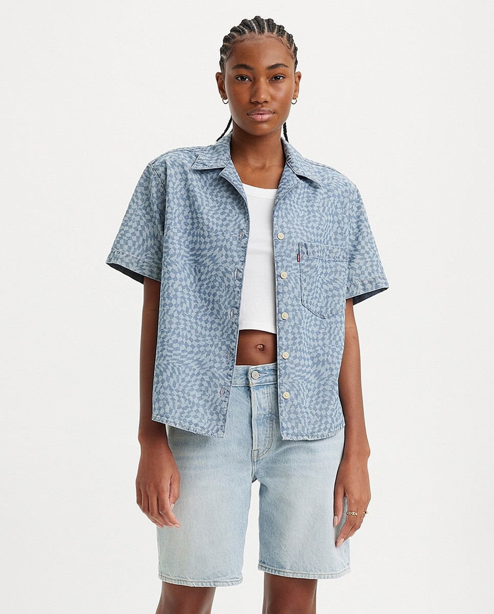 

Женская джинсовая рубашка с коротким рукавом Levi's, синий
