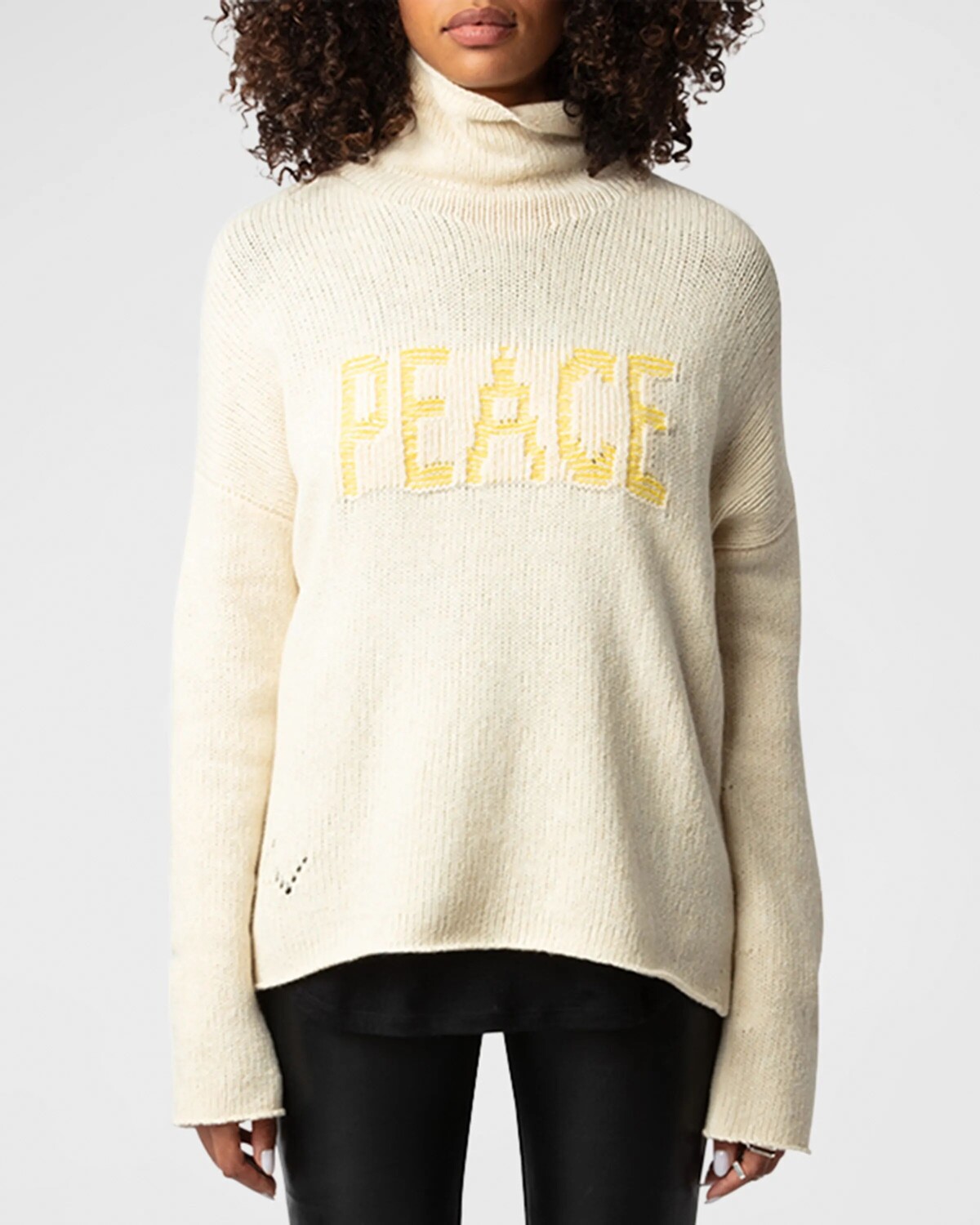 

Шерстяной свитер с воротником интарсии Almy Peace Zadig & Voltaire, цвет Latte