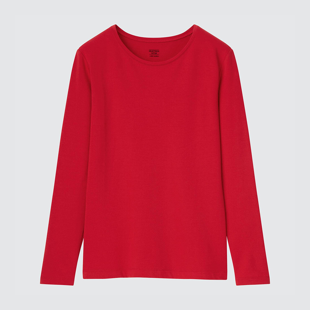 

Женская футболка Uniqlo Duo Shu Nuan HEATTECH с круглым вырезом, коралловый/красный