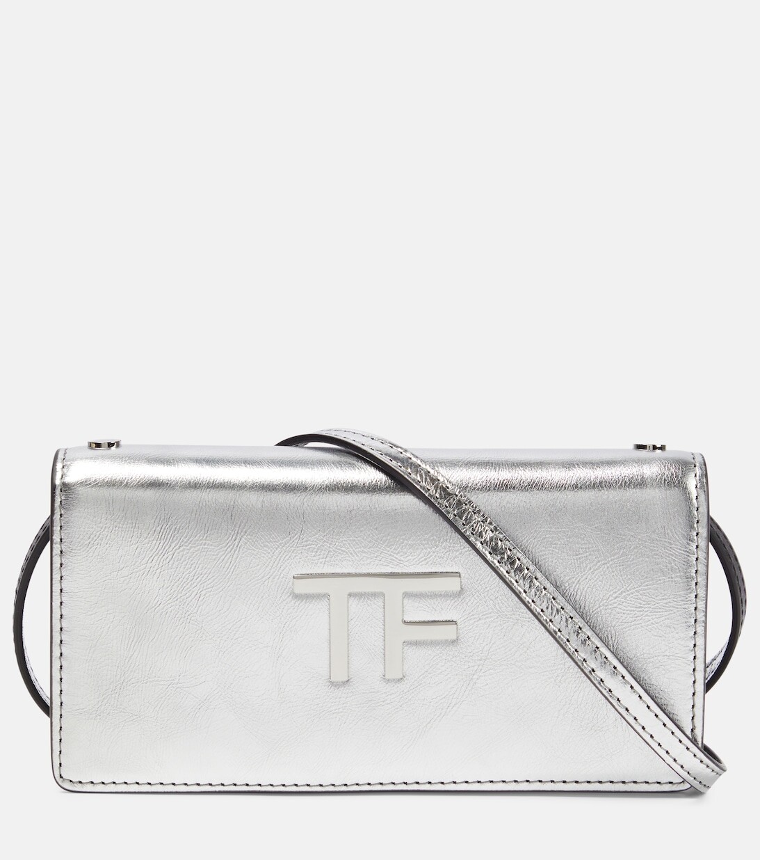 

Сумка через плечо TF Mini из металлизированной кожи Tom Ford, серебряный