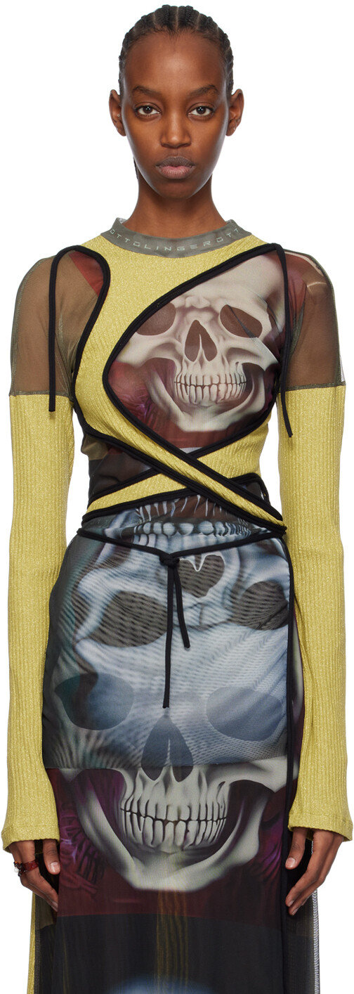 

Разноцветная футболка с длинным рукавом и запахом Ottolinger, цвет Skull print