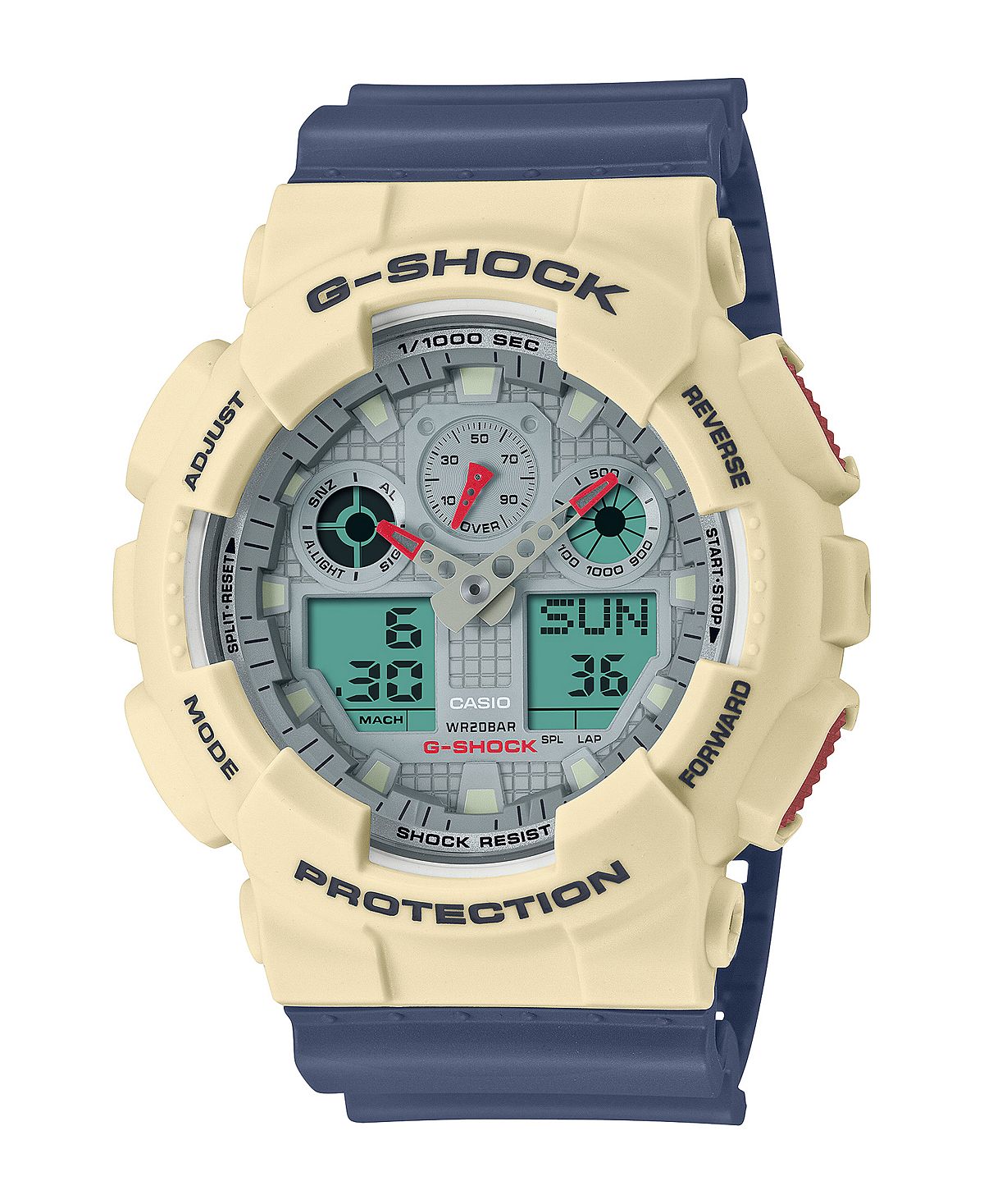 

Мужские аналоговые цифровые часы из синей смолы, 51,2 мм, GA100PC-7A2 G-Shock