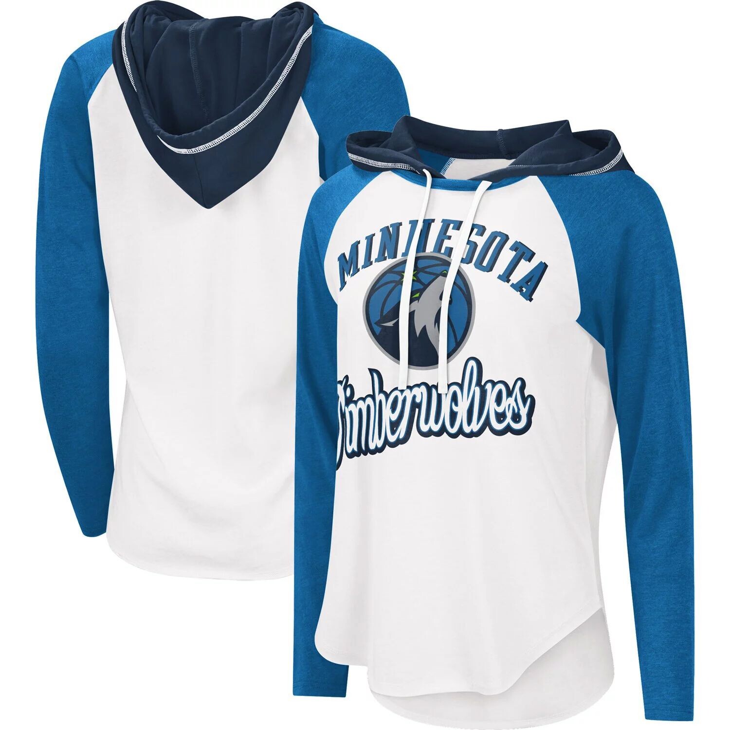 

Женская белая футболка с худи реглан G-III 4Her by Carl Banks Minnesota Timberwolves MVP и футболка с длинным рукавом G-III