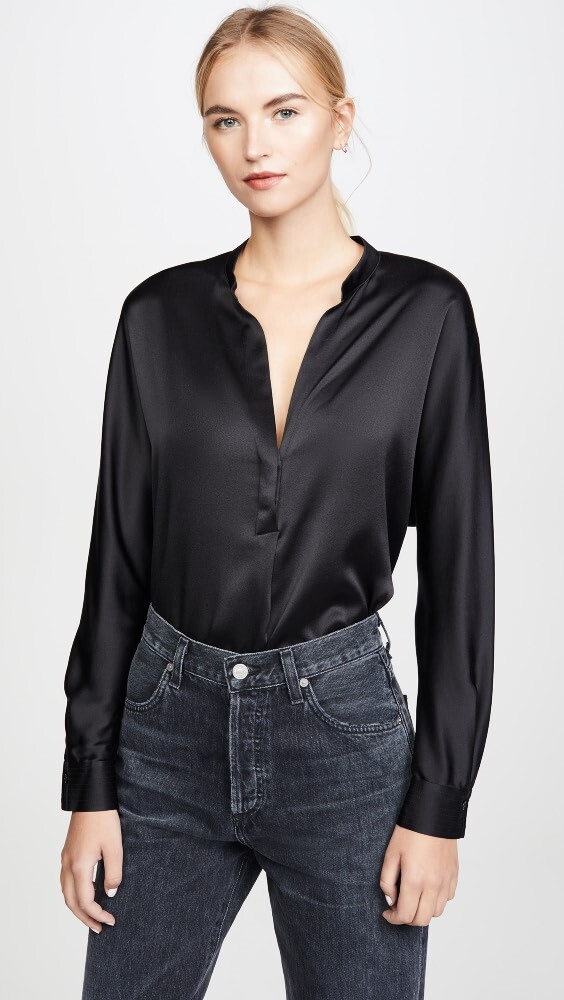 

Блуза Vince Band Collar, черный
