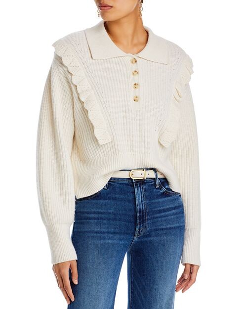 

Свитер Noelia с воротником и рюшами Derek Lam 10 Crosby, цвет Ivory/Cream