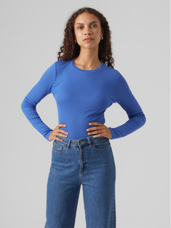 Узкая блузка Vero Moda, синий узкая блузка vero moda curve черный