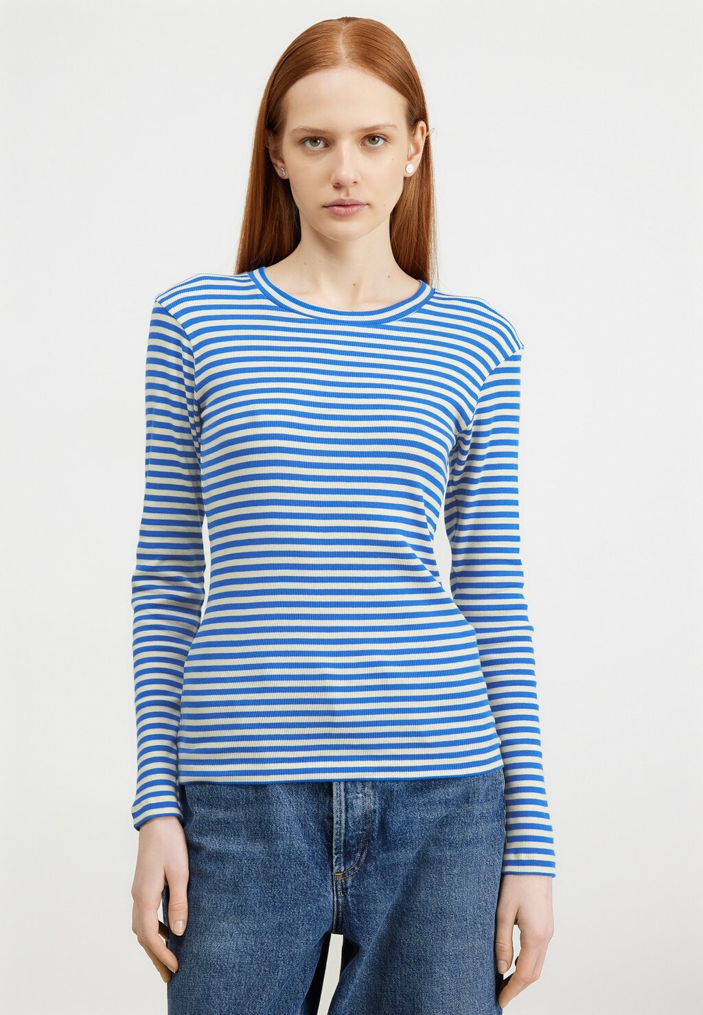 Блуза с длинными рукавами 2X2 COTTON STRIPE TUBA TEE LS Mads Nørgaard, синий