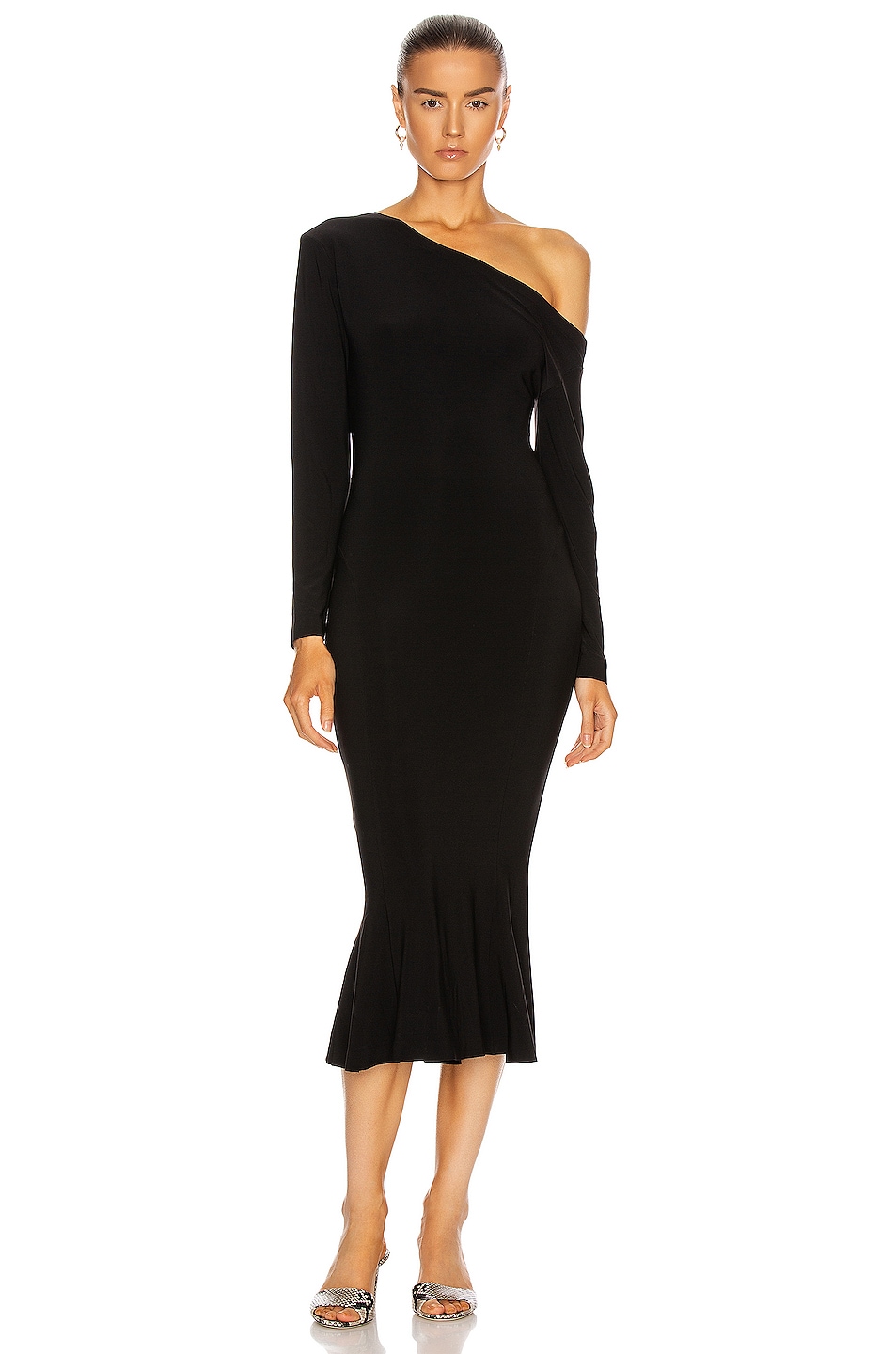 Платье Norma Kamali Long Sleeve Drop Shoulder Fishtail, черный
