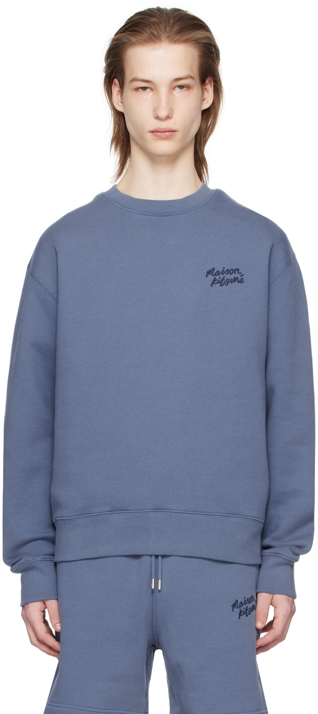 

Синий свитшот с рукописным вводом Maison Kitsune