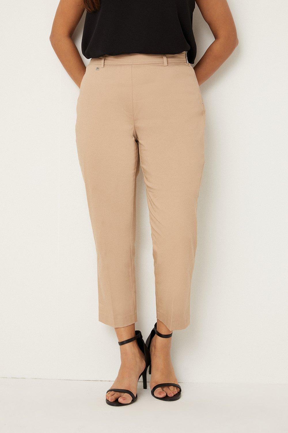 Укороченные эластичные брюки Petite с боковой молнией Wallis, бежевый эластичные брюки сигареты petite с поясом wallis бежевый