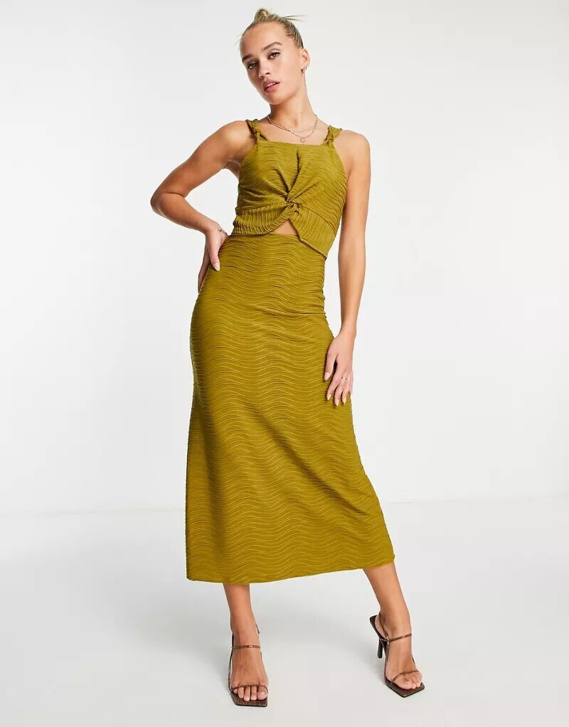 

Зеленое платье миди со структурированным узлом River Island