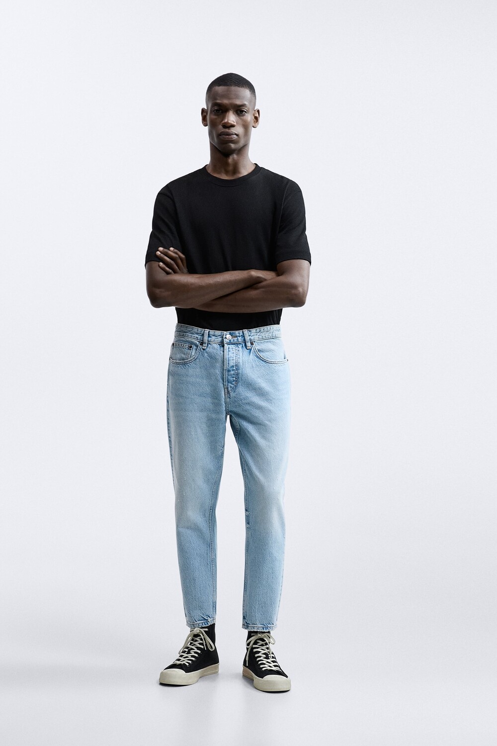 

Узкие укороченные джинсы Zara, голубой