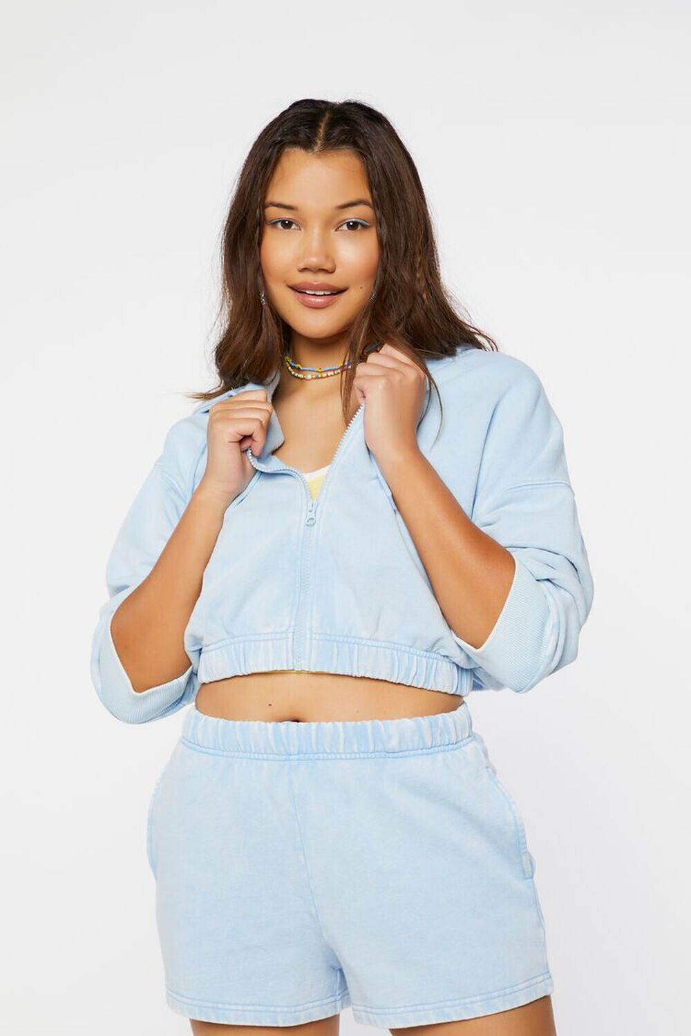 

Укороченная толстовка на молнии Forever 21, синий