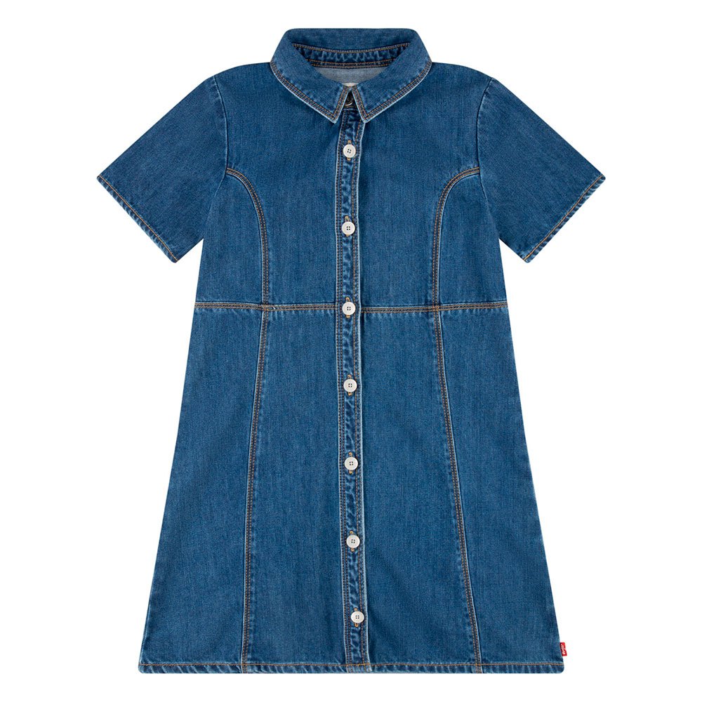 Короткое платье Levi´s Button Front Denim Short Sleeve, синий короткое платье levi´s sweatshirt short sleeve розовый