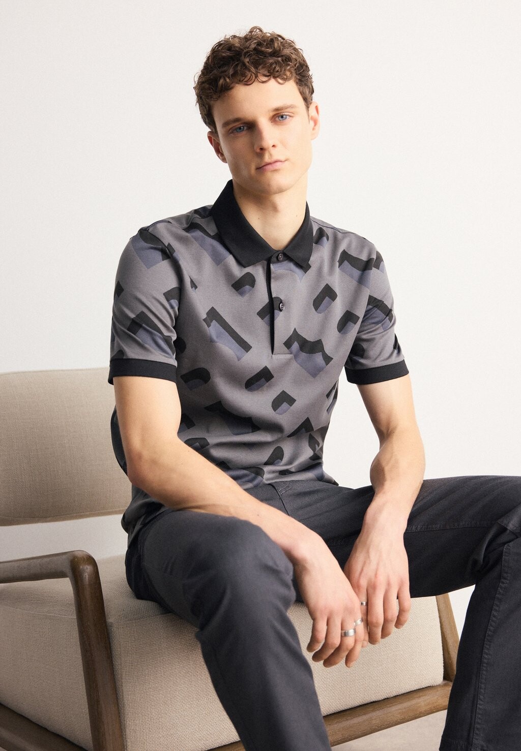 

Рубашка-поло PROUT BOSS, цвет black/ dark grey