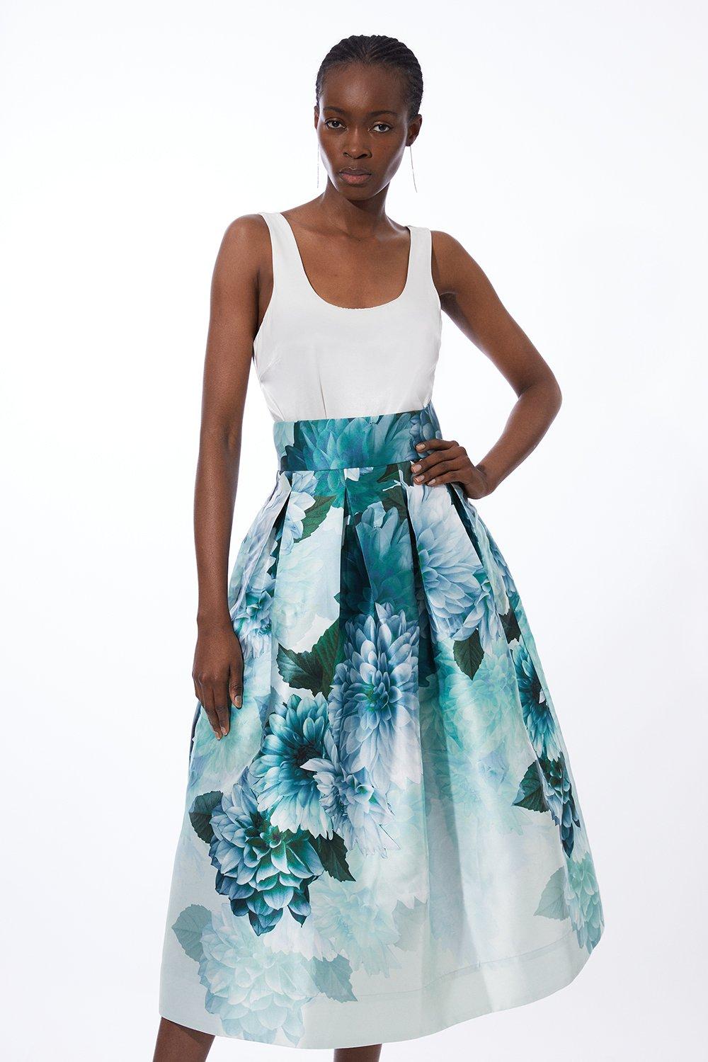 Макси-юбка для выпускного с цветочным принтом Garden Karen Millen, зеленый юбка zero с цветочным принтом 44 размер