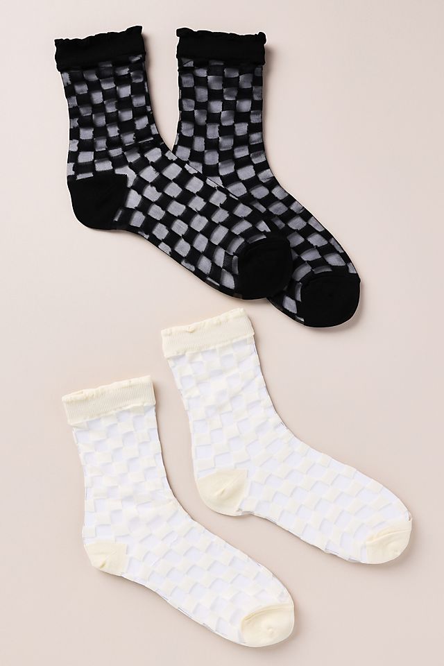 цена Набор из двух прозрачных носков, черный/белый